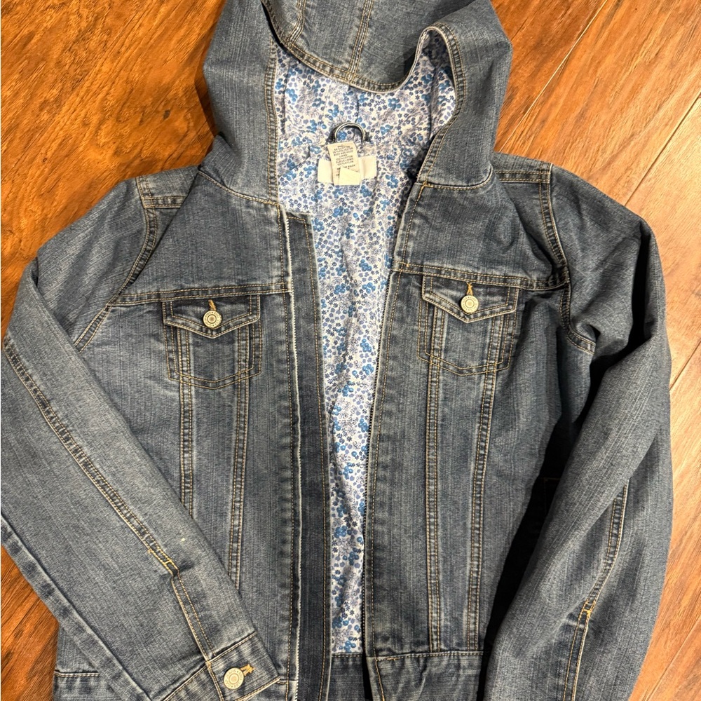 GAP Kids Blue Denim Jacket with Floral Lining